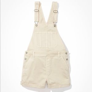 NWT AE stretch denim tomgirl short overall